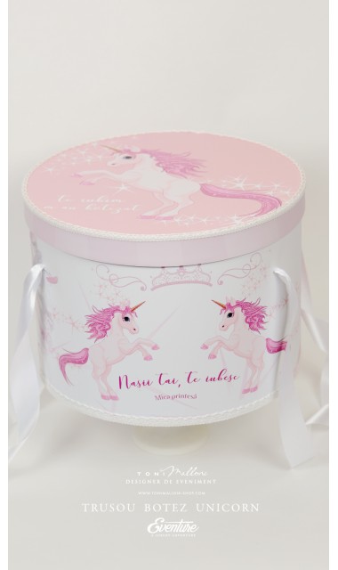 Trusou de  botez cu unicorni roz pentru fete, set complet biserica, Unicornul Roz 8